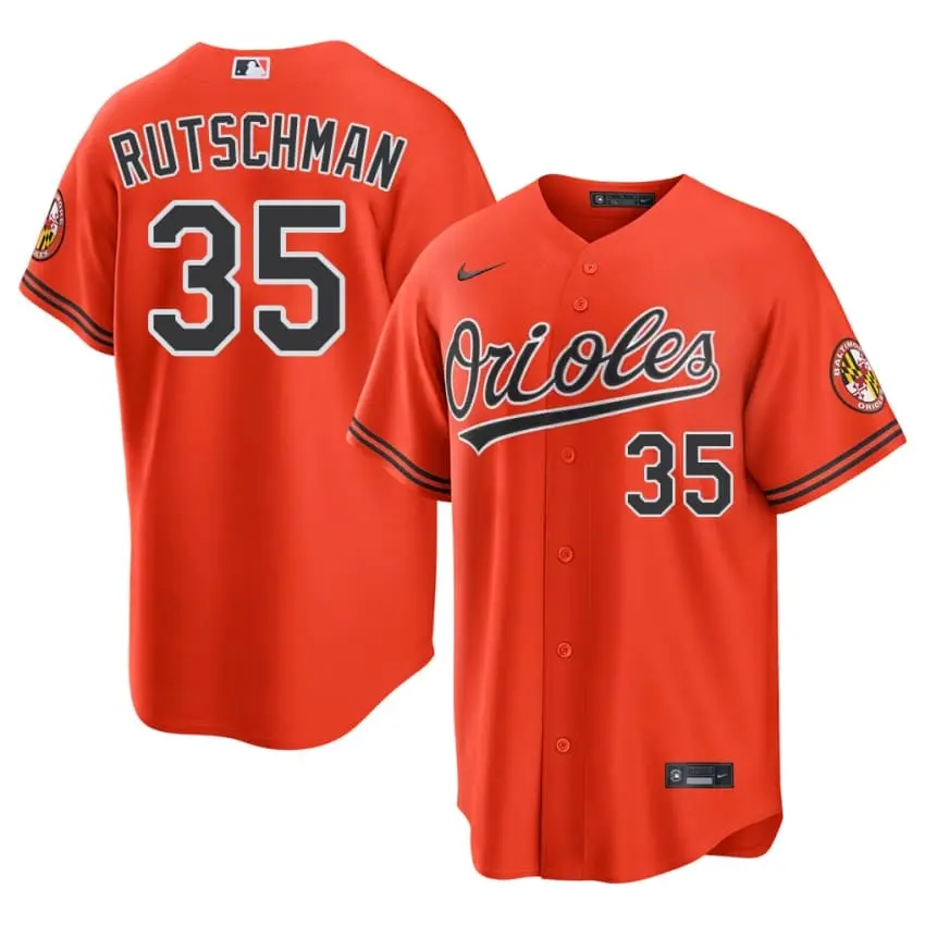#35 Adley Rutschman The Birds Men's Official Jersey - Orange