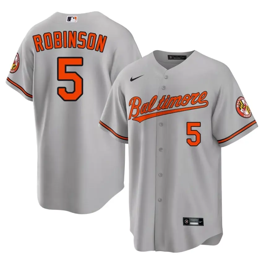 #5 Brooks Robinson Birdland Mens MLB Jerseys - Gray