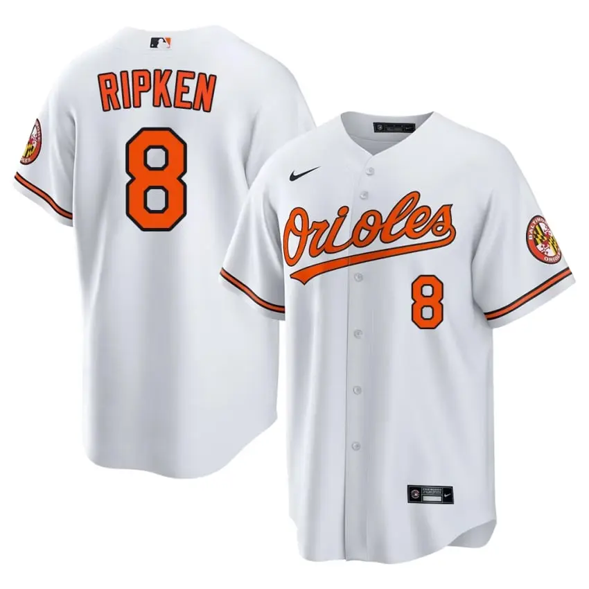 #8 Cal Ripken Jr. Birdland Men Stitched Jerseys - White