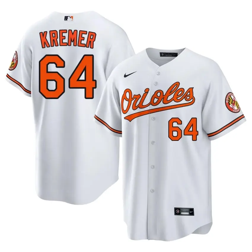 #64 Dean Kremer Orioles Men's Game Jerseys - White