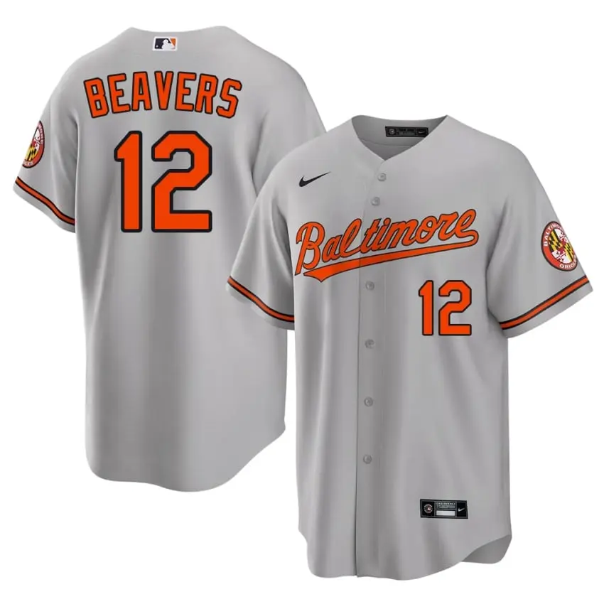 #12 Dylan Beavers O's Men Replica Jerseys - Gray