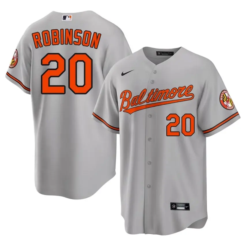 #20 Frank Robinson BAL O's Mens Official Jerseys - Gray