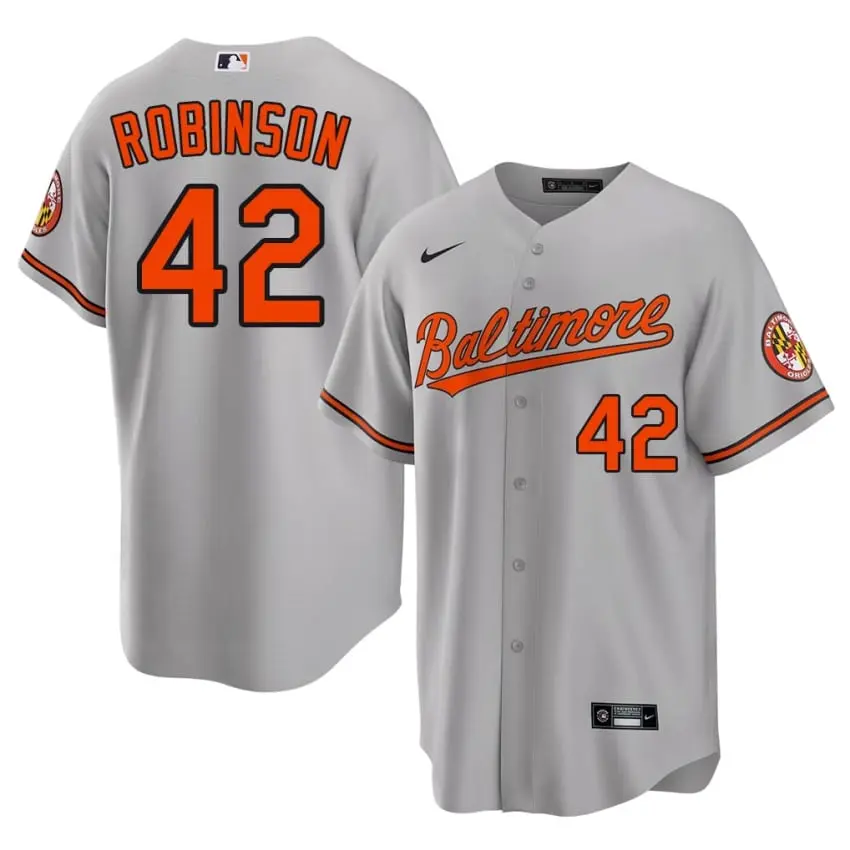 #42 Jackie Robinson BAL Mens New Jerseys - Gray