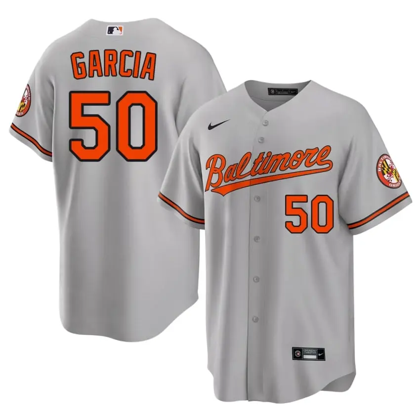 #50 Rico Garcia BAL O's Men Authentic Jerseys - Gray