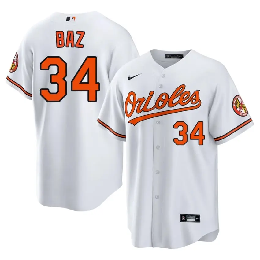 #34 Shane Baz Birds Mens Replica Jerseys - White