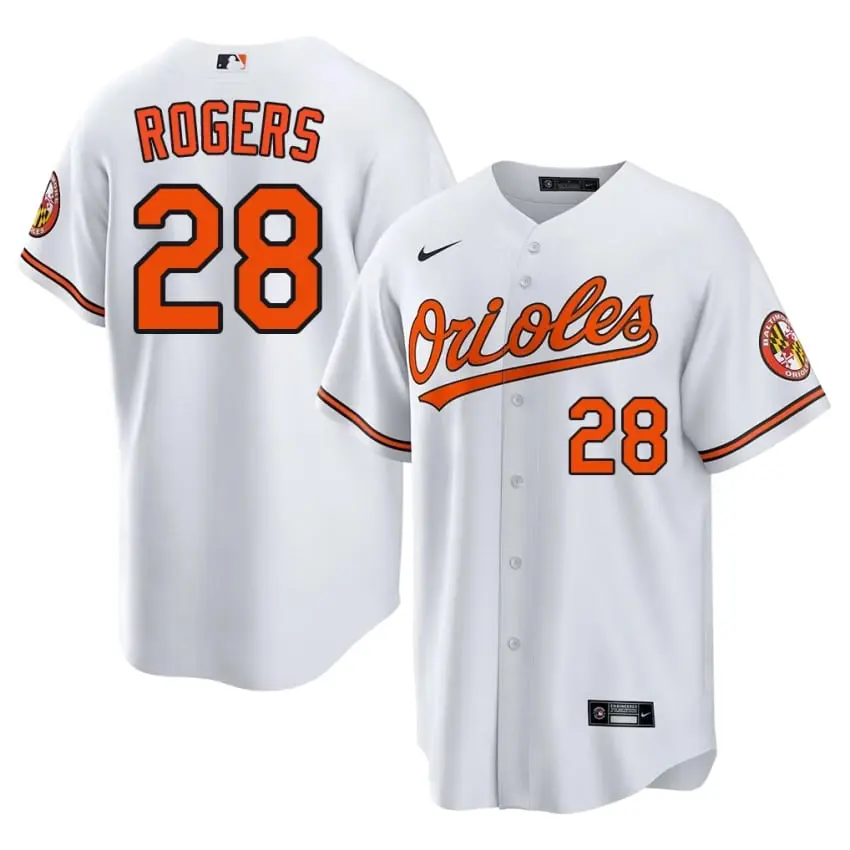 #28 Trevor Rogers Baltimore Men's Replica Jersey - White