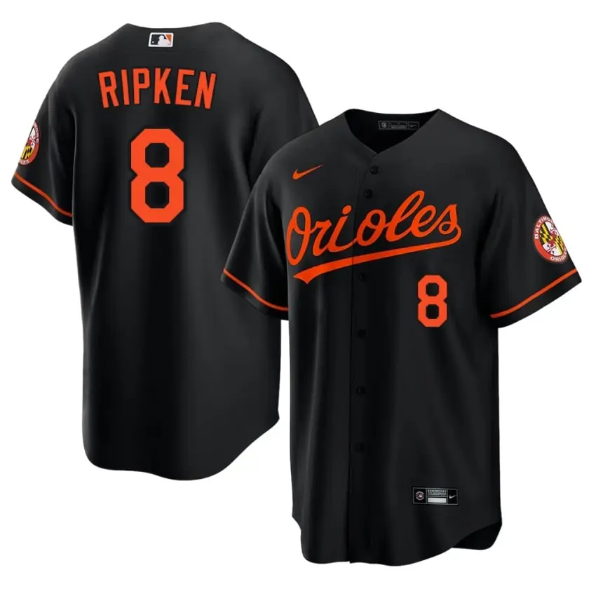 #8 Cal Ripken Jr. O's Men's MLB Jersey - Black