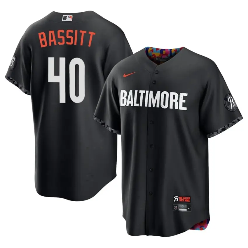 #40 Chris Bassitt Birds Men City Connect Game Jerseys - Black