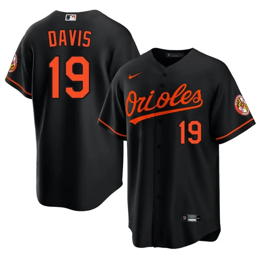 #19 Chris Davis Orange Birds Mens Stitched Jerseys - Black