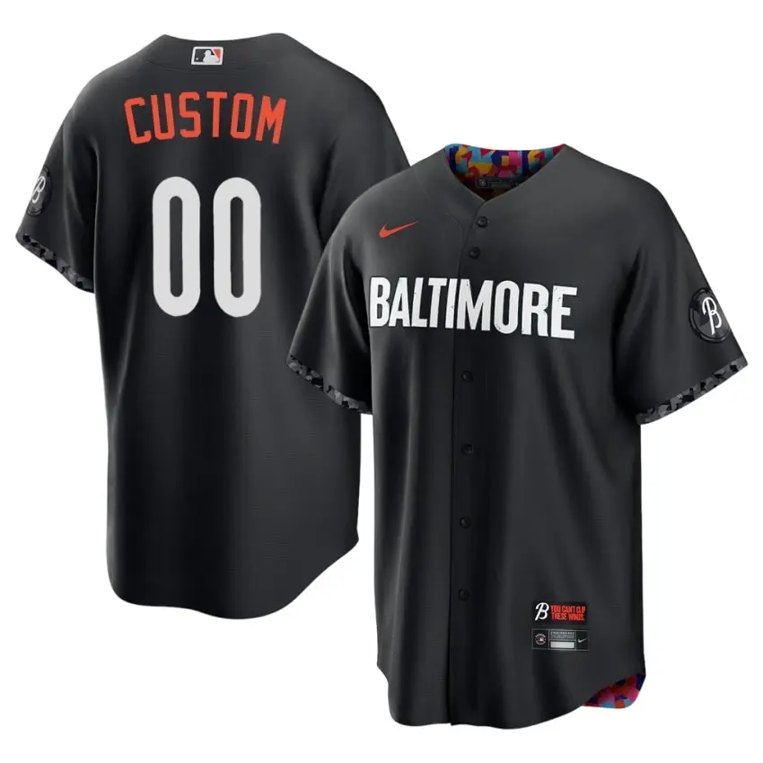 #00 Custom Birdland Men's City Connect Official Jersey - Black