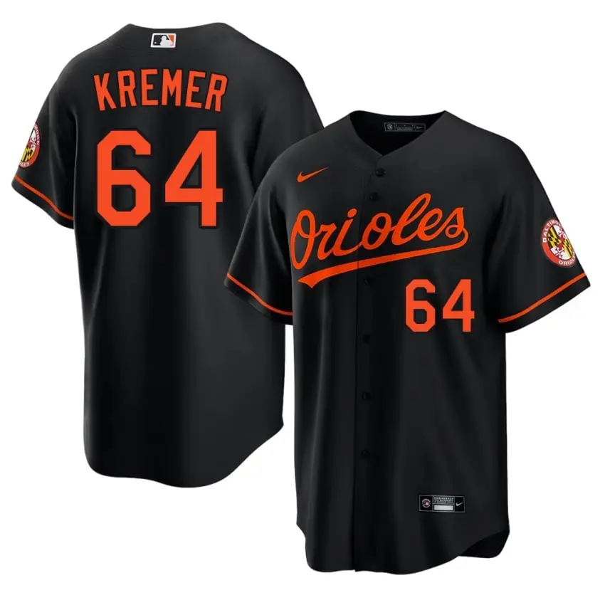 #64 Dean Kremer BAL Orioles Men's Player Jersey - Black