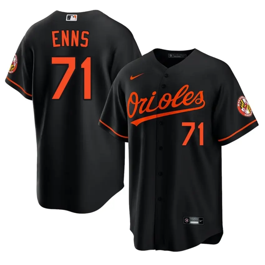 #71 Dietrich Enns BAL O's Mens Stitched Jersey - Black
