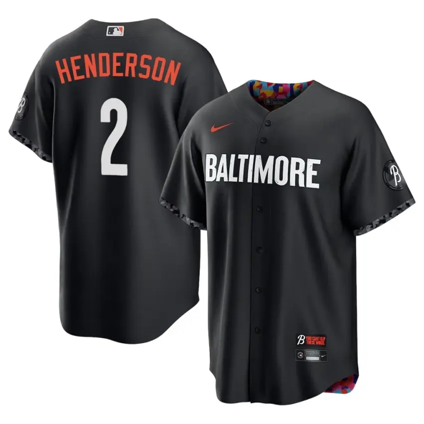 #2 Gunnar Henderson BAL Orioles Mens City Connect Embroidery Jerseys - Black