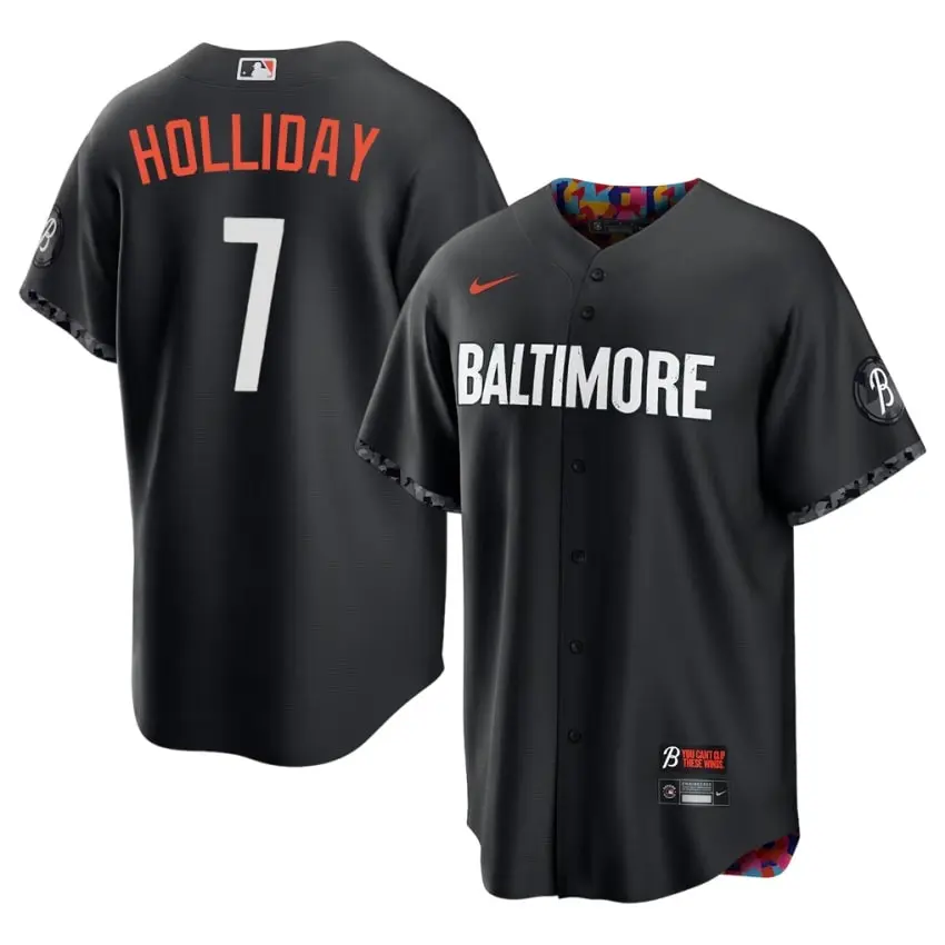 #7 Jackson Holliday Orange Birds Mens City Connect Game Jerseys - Black