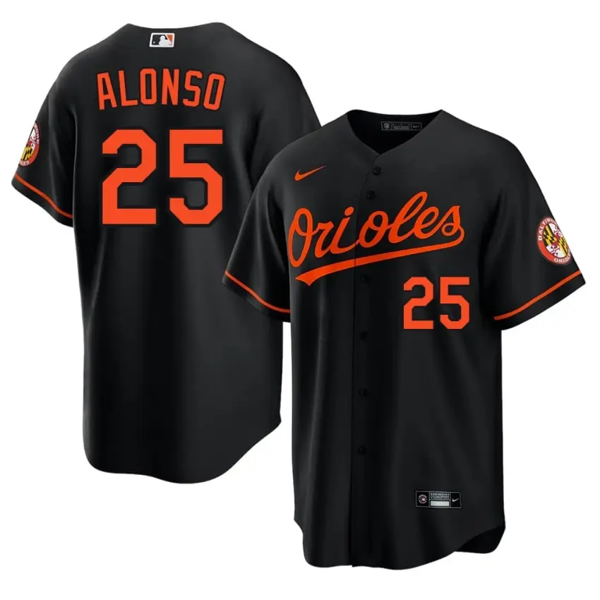 #25 Pete Alonso O's Men's New Jersey - Black
