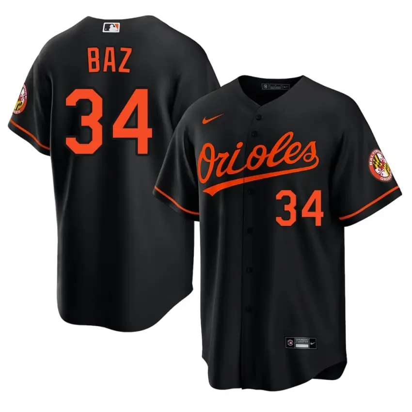#34 Shane Baz Orioles Men MLB Jerseys - Black