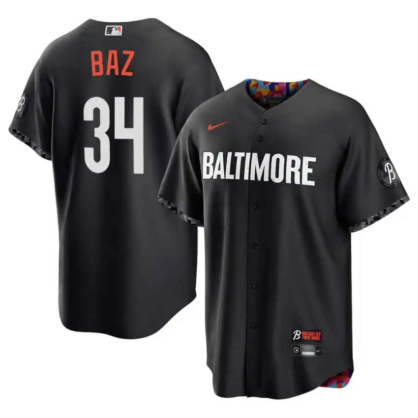 #34 Shane Baz Baltimore Orioles Men City Connect Player Jerseys - Black
