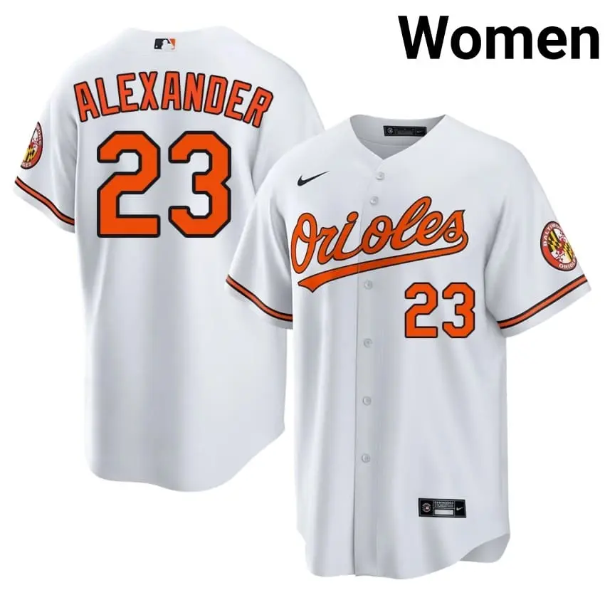 #23 Blaze Alexander Orioles Women's New Jerseys - White