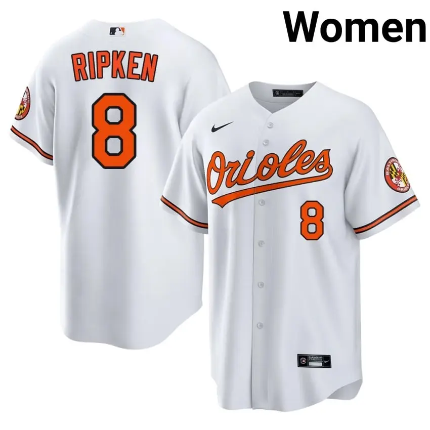 #8 Cal Ripken Jr. Birdland Women Authentic Jersey - White