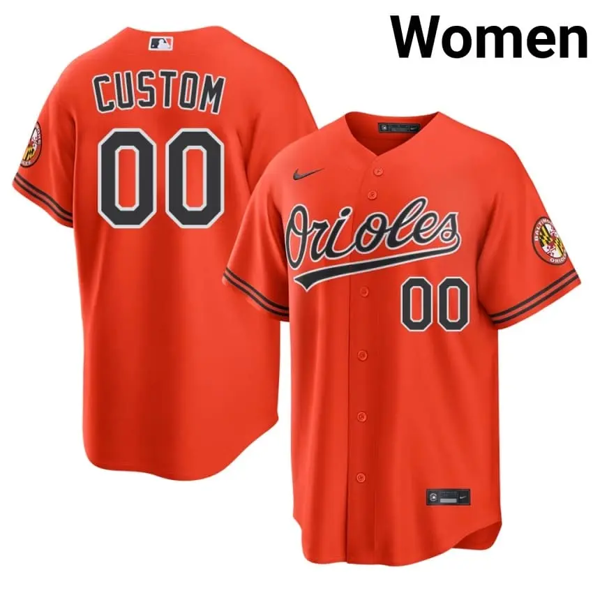 #00 Custom Orioles Women Replica Jersey - Orange