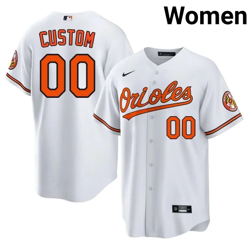 #00 Custom Orioles Women's Official Jersey - White