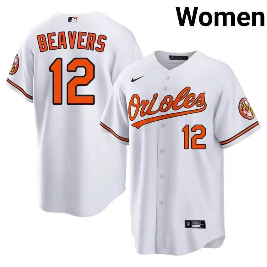#12 Dylan Beavers BAL Orioles Womens Game Jersey - White
