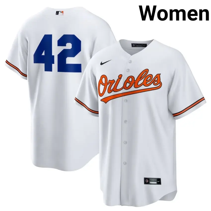 #42 Jackie Robinson Day Orioles Women Replica Jerseys - White