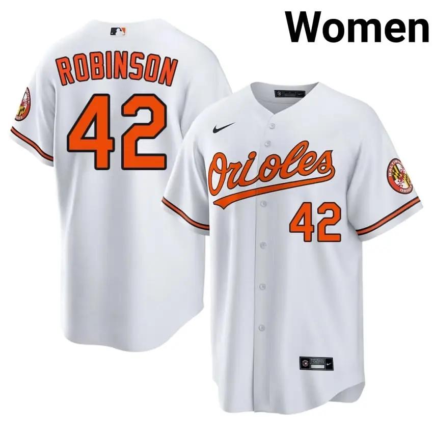#42 Jackie Robinson The Birds Women's Stitched Jersey - White