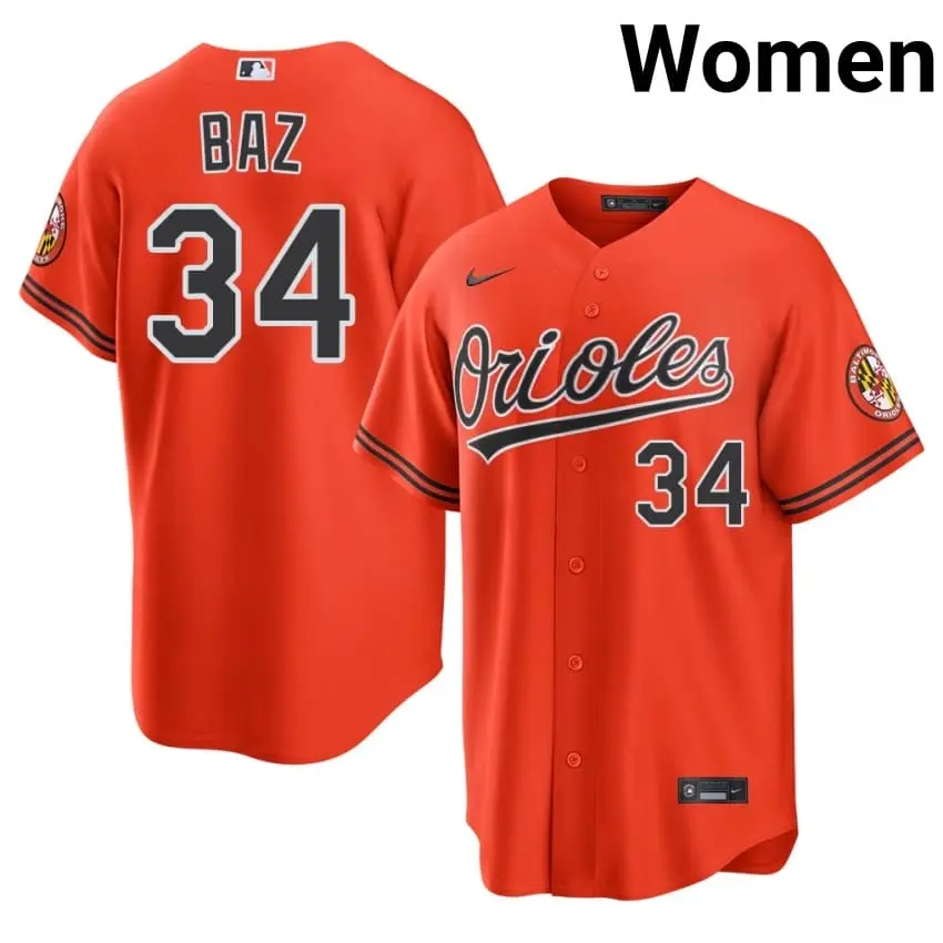 #34 Shane Baz Orioles Women New Jersey - Orange