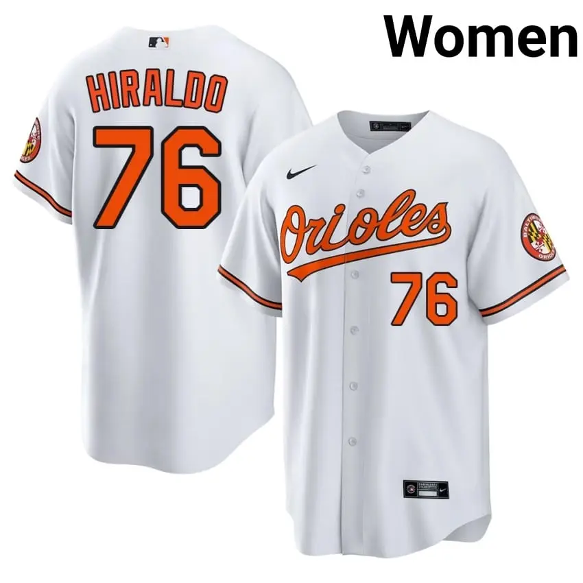 #76 Yaramil Hiraldo Orange Birds Womens Embroidery Jerseys - White