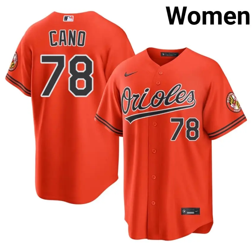 #78 Yennier Cano BAL Orioles Women's Stitched Jerseys - Orange