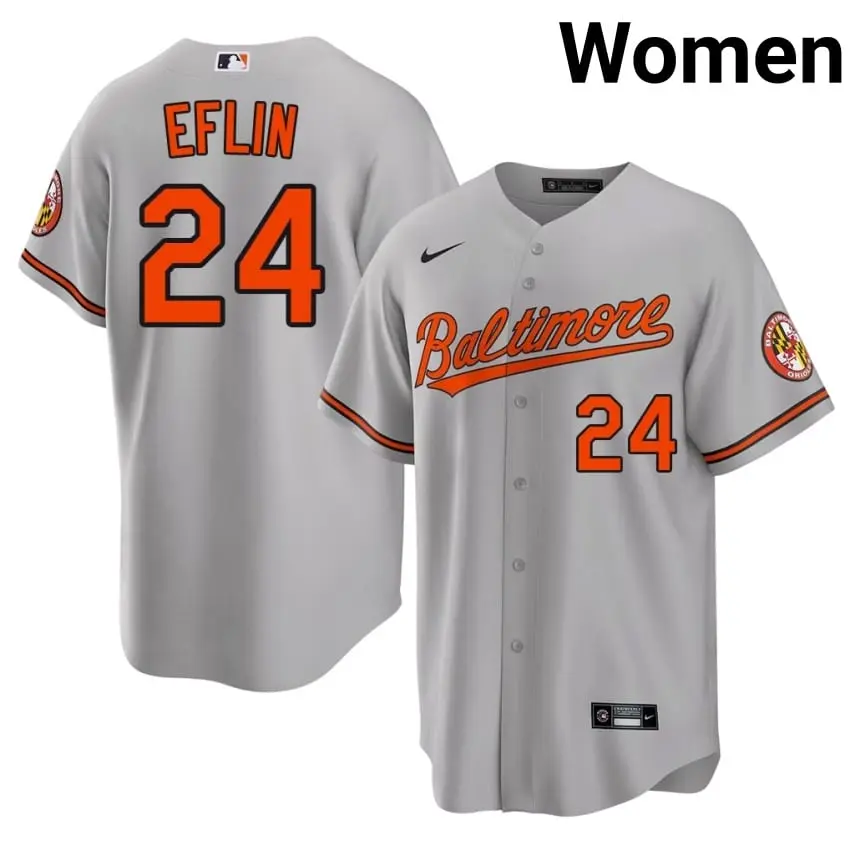 #24 Zach Eflin Orioles Womens Popular Jersey - Gray