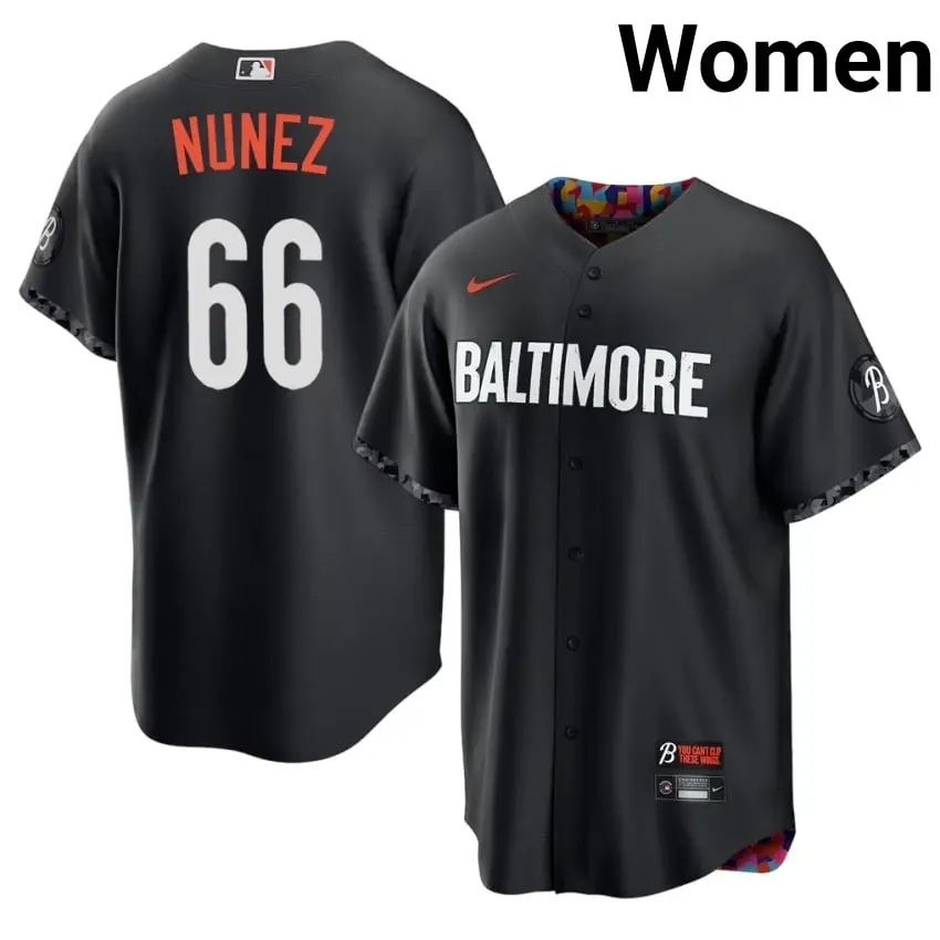 #66 Anthony Nunez Birds Womens City Connect Popular Jersey - Black