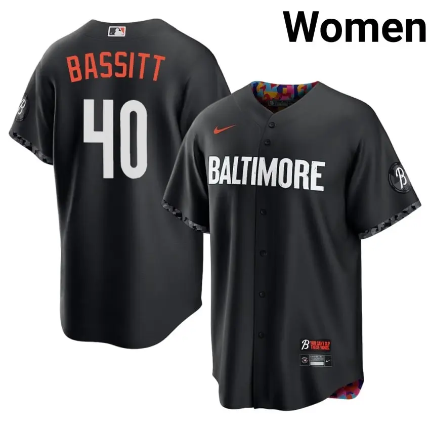 #40 Chris Bassitt Baltimore O's Women City Connect New Jersey - Black