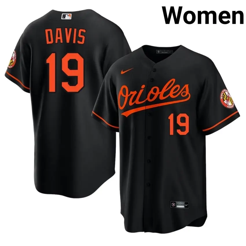 #19 Chris Davis Baltimore Orioles Womens New Jersey - Black