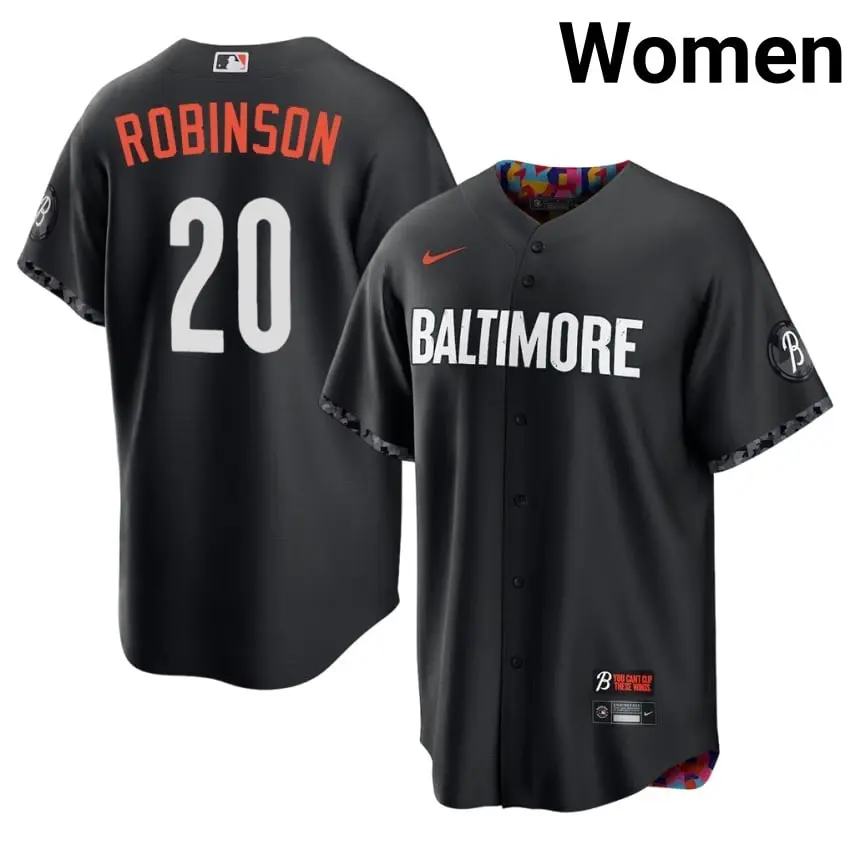 #20 Frank Robinson Baltimore O's Women City Connect Popular Jerseys - Black