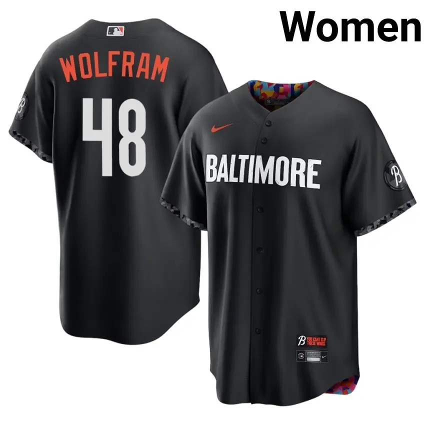 #48 Grant Wolfram BAL Orioles Women City Connect Player Jerseys - Black