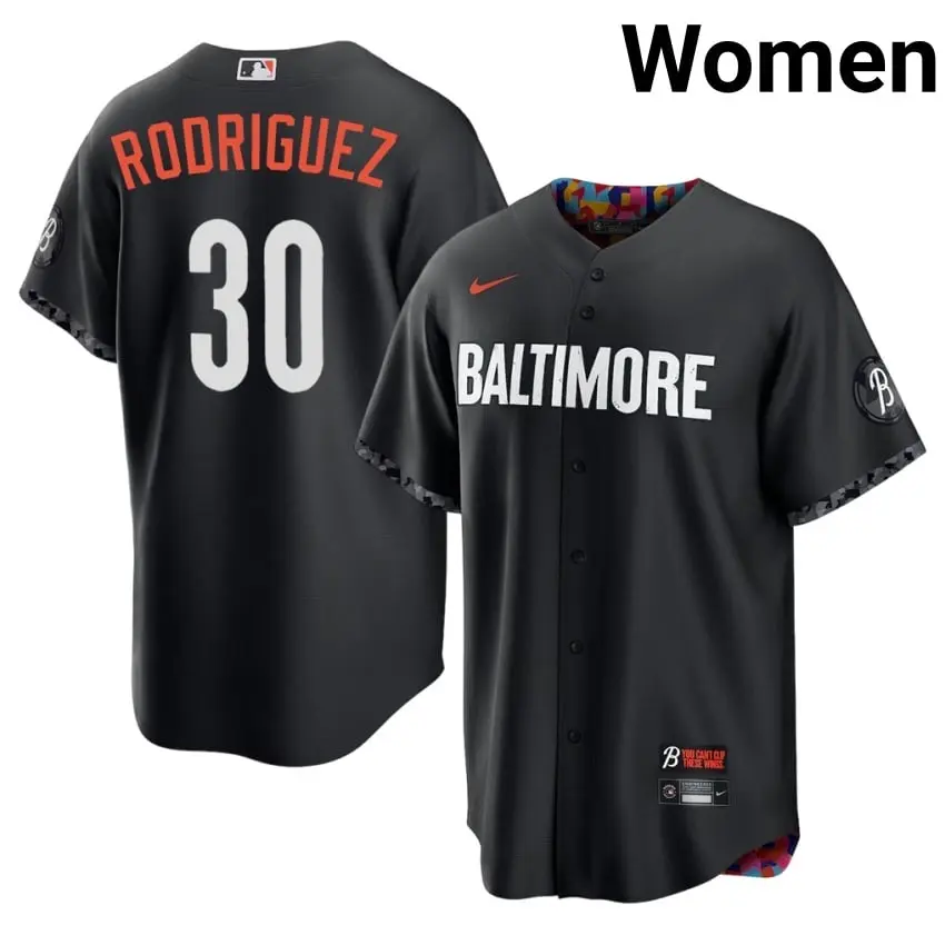 #30 Grayson Rodriguez O's Womens City Connect Embroidery Jerseys - Black
