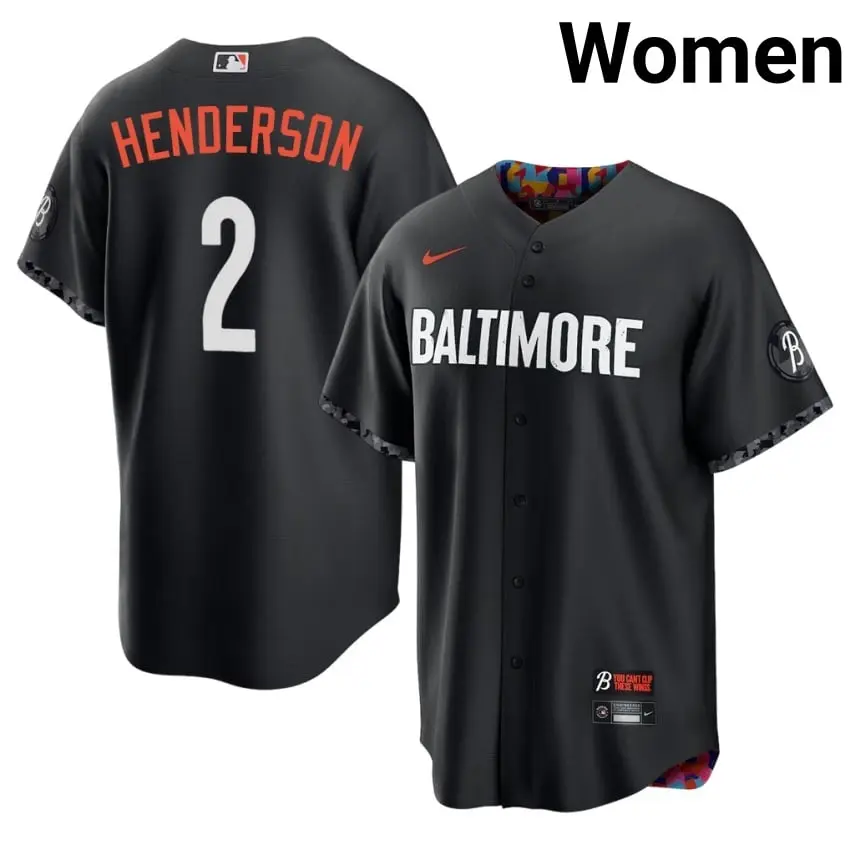 #2 Gunnar Henderson Orange Birds Women's City Connect Embroidery Jerseys - Black