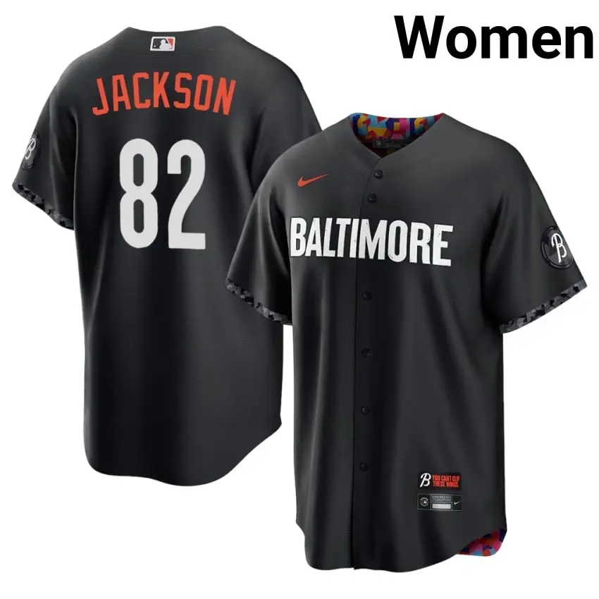 #82 Jeremiah Jackson BAL O's Womens City Connect Popular Jerseys - Black
