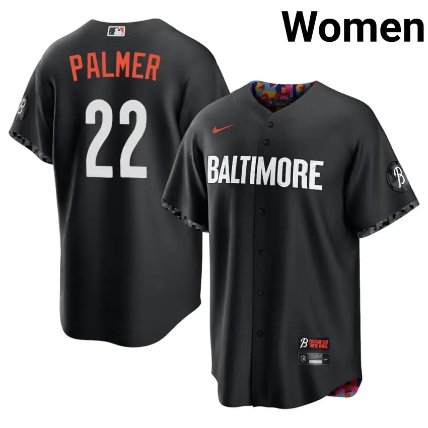 #22 Jim Palmer Birds Women's City Connect Embroidery Jerseys - Black