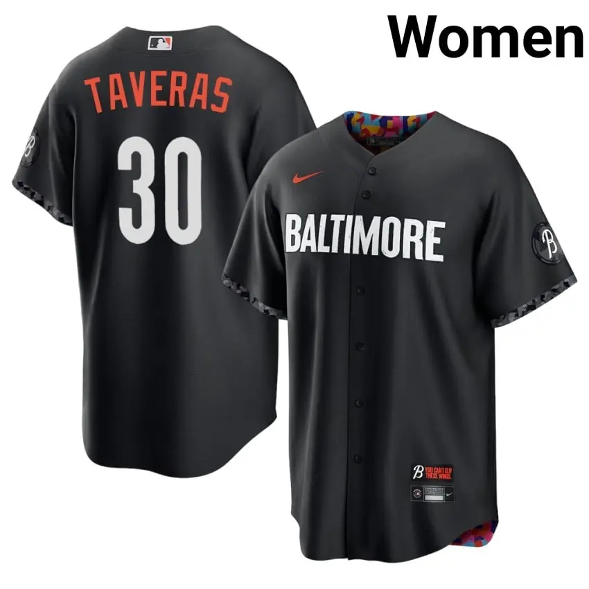 #30 Leody Taveras Orange Birds Women's City Connect Stitched Jersey - Black
