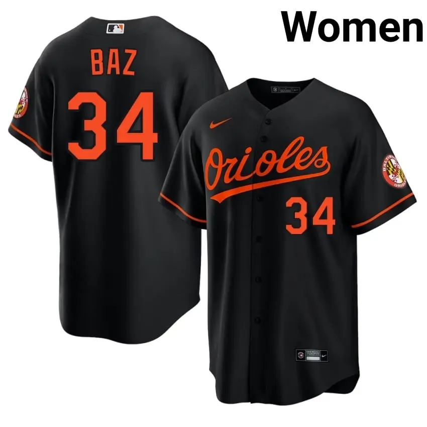 #34 Shane Baz Baltimore Women's Embroidery Jersey - Black