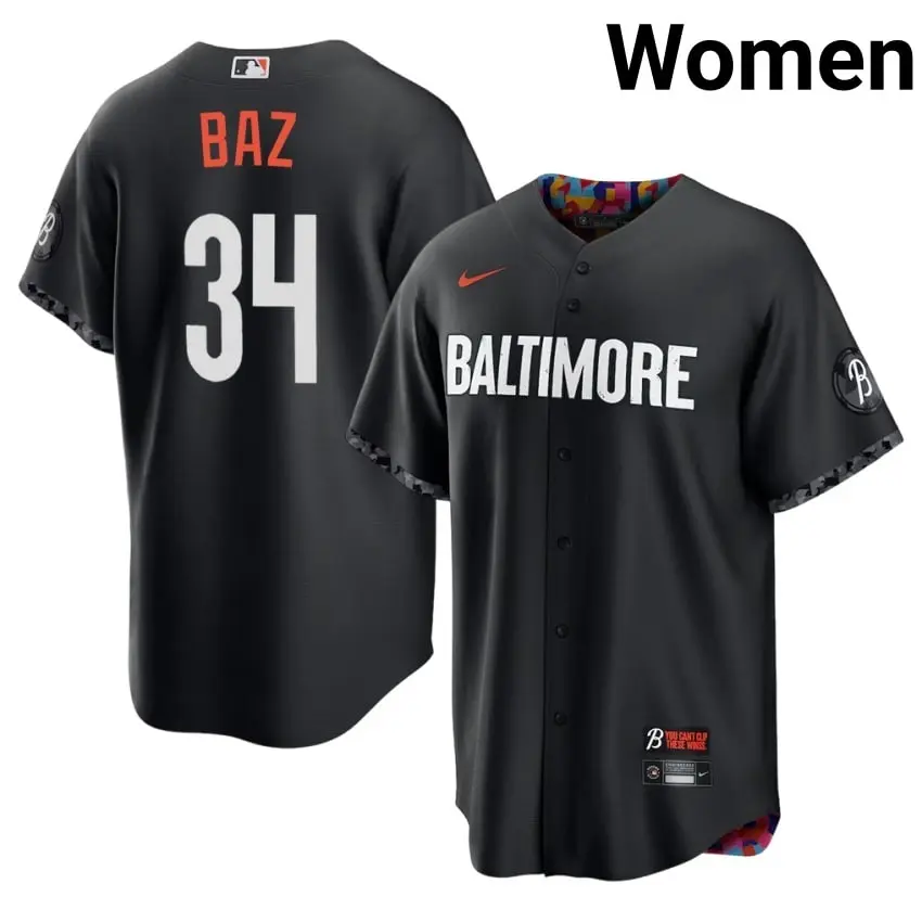 #34 Shane Baz O's Womens City Connect Replica Jerseys - Black