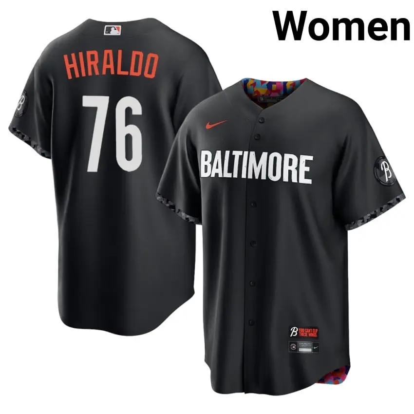 #76 Yaramil Hiraldo Baltimore O's Women City Connect Authentic Jersey - Black