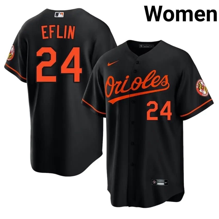#24 Zach Eflin BAL O's Womens Stitched Jerseys - Black