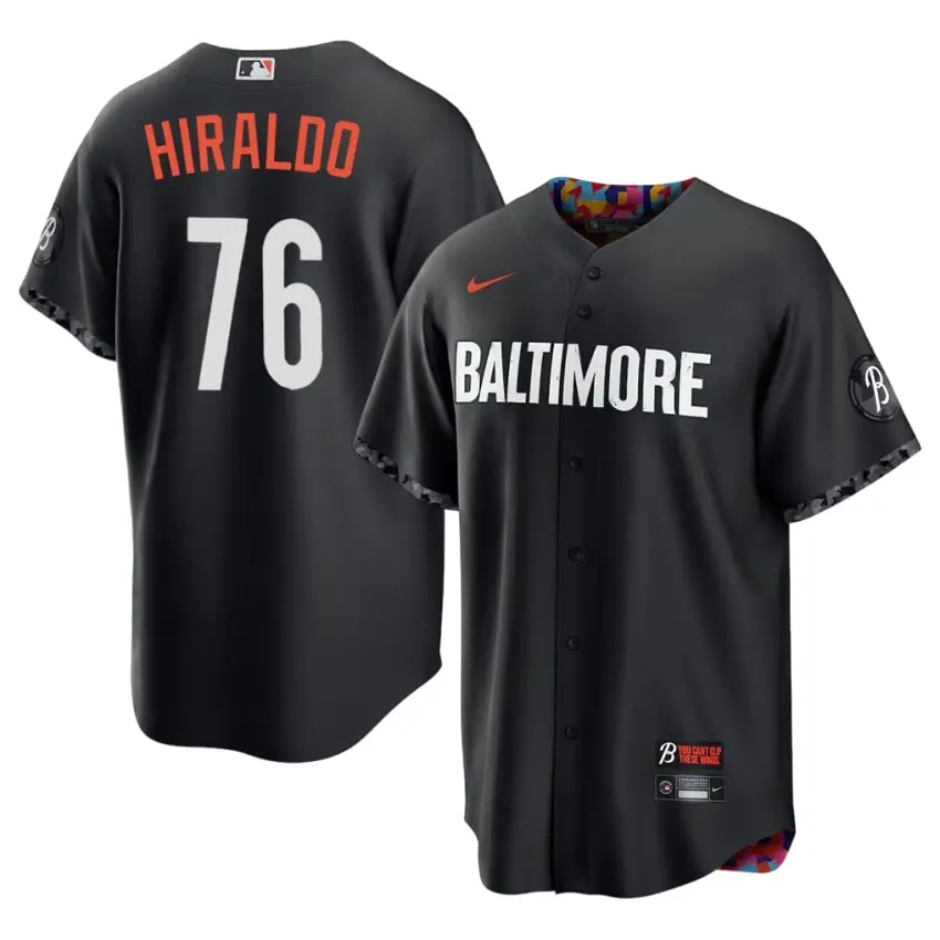 #76 Yaramil Hiraldo BAL Men's City Connect Official Jerseys - Black