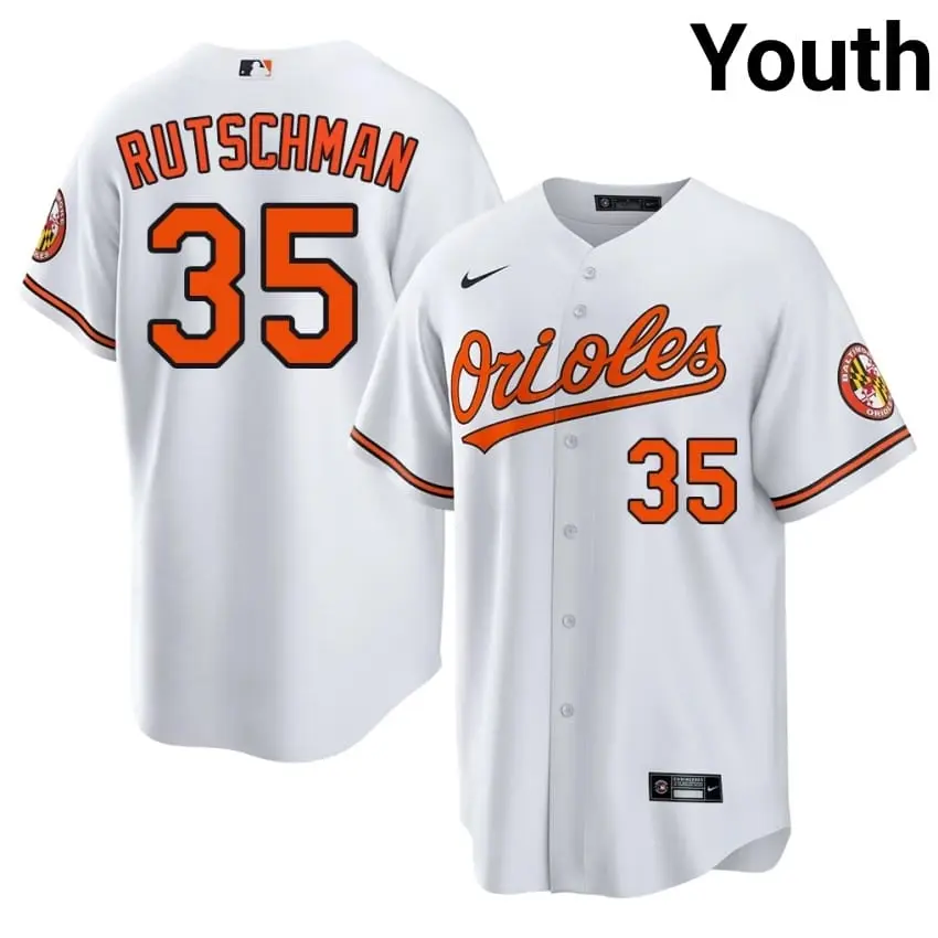 #35 Adley Rutschman Baltimore O's Youth Game Jersey - White