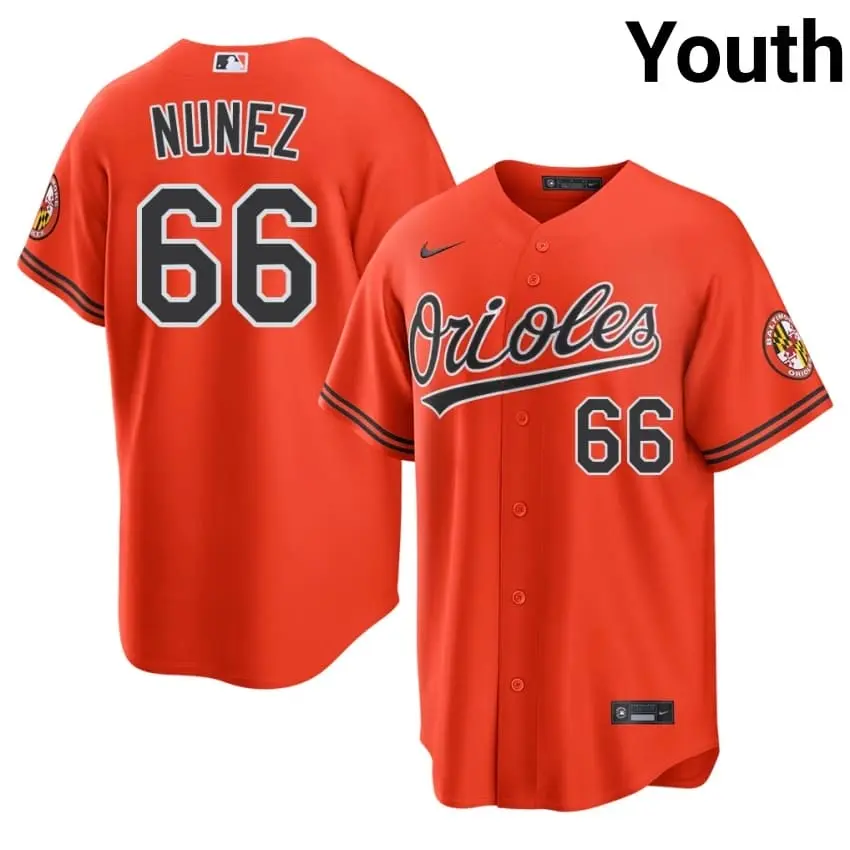 #66 Anthony Nunez BAL Orioles Youth 2026-27 Jersey - Orange