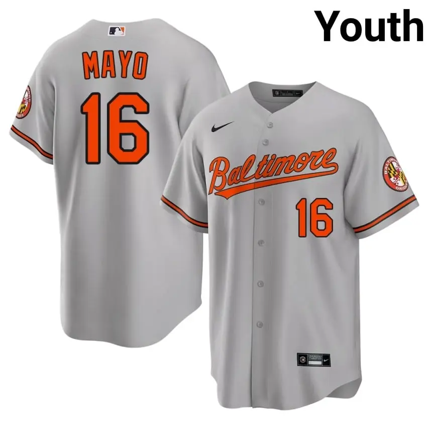 #16 Coby Mayo Birds Youth Replica Jerseys - Gray